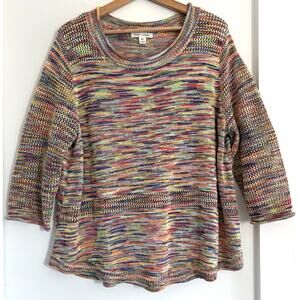 John Paul Richard Rainbow Space Dye Sweater Slouchy Mixed Knit Artsy Boho XXL